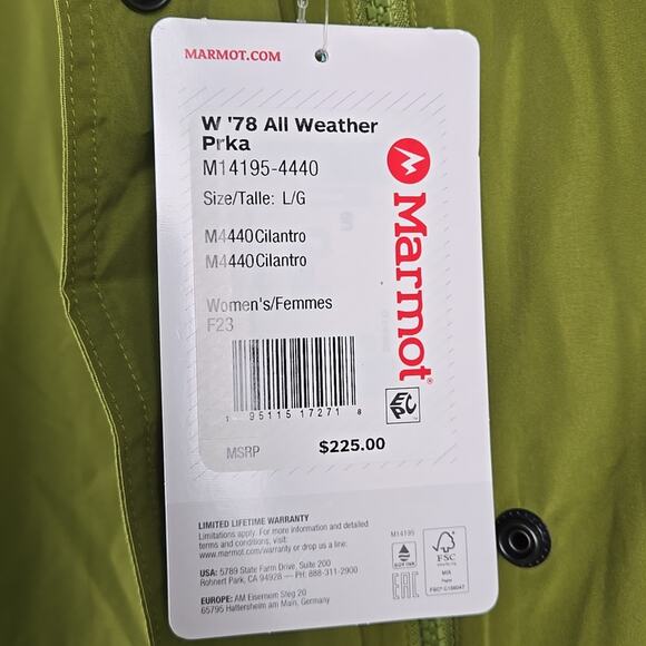 NWT Marmot Mountainworks 78 All Weather Parka Cilantro Green Womens Size Large - Picture 4 of 11